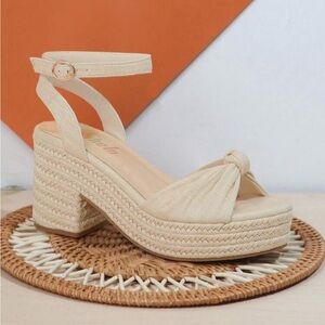 Linen Beige Platform Heel
